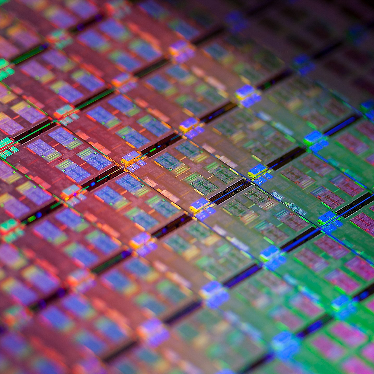 A zoomed-in image of a semiconductor chip